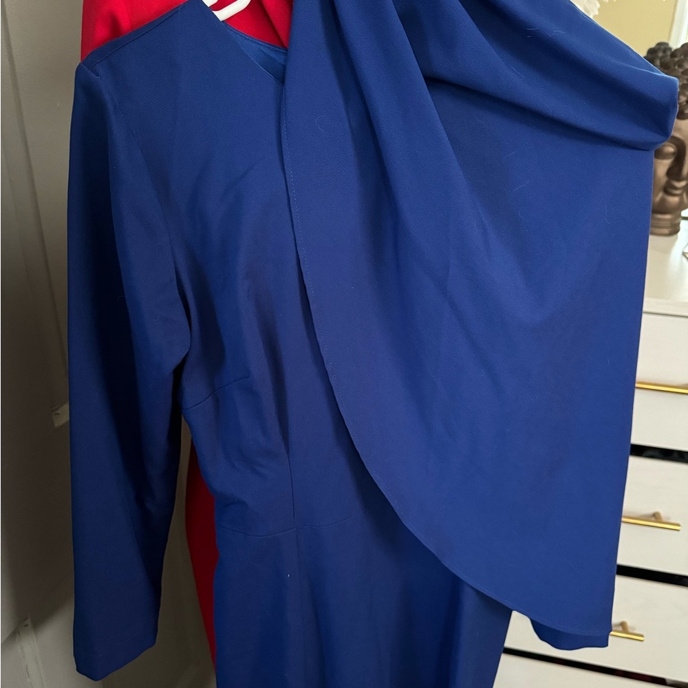 Custom Pinup Dress w Matching Cape in Royal Blue - Picture 8 of 10